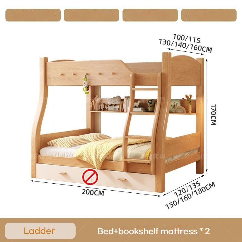 Thickened Wooden Double Upper and Lower Beds, Children's Solid Wood Bed, Multi-purpose, High-low, Includes Parent Bed
