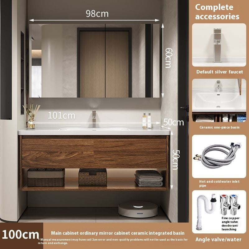QW- Hua To wood cabinet Smart mirror in the bathroom Bathroom sink set