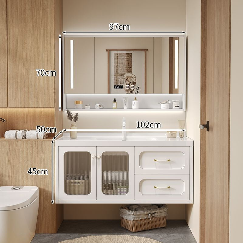QW- Solid Wood Storage Smart Mirror Cabinet Bathroom Sink Set