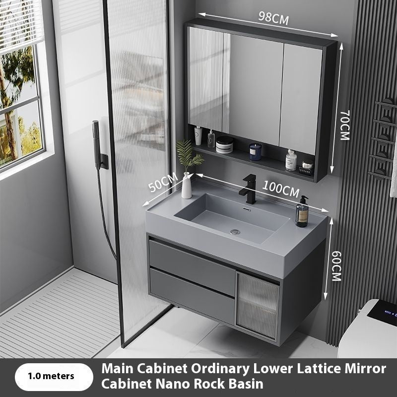 QW- Solid Wood Storage Smart Mirror Cabinet Bathroom Sink Set