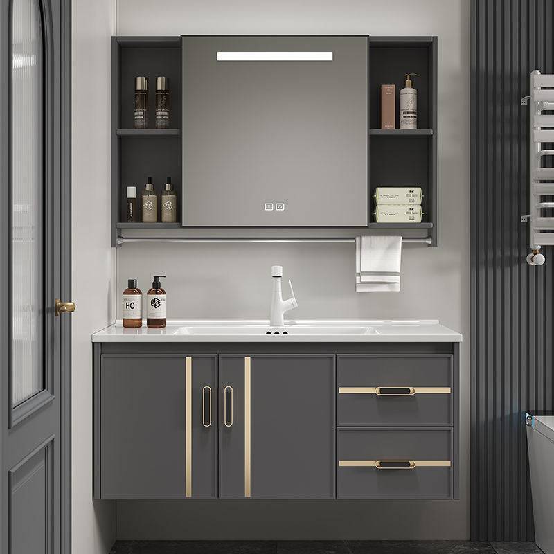 Kabinet Penyimpanan Aluminium QW- Cermin Pintar Set Sinki Bilik Mandi 