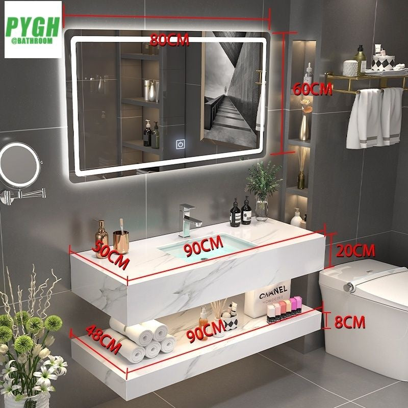 QW- Marble Sink Storage Cabinet Smart Mirror in the Bathroom