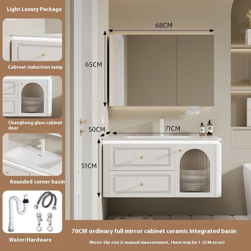 QW- French Cream Style Storage Cabinet Smart Mirror in the Bathroom Sink