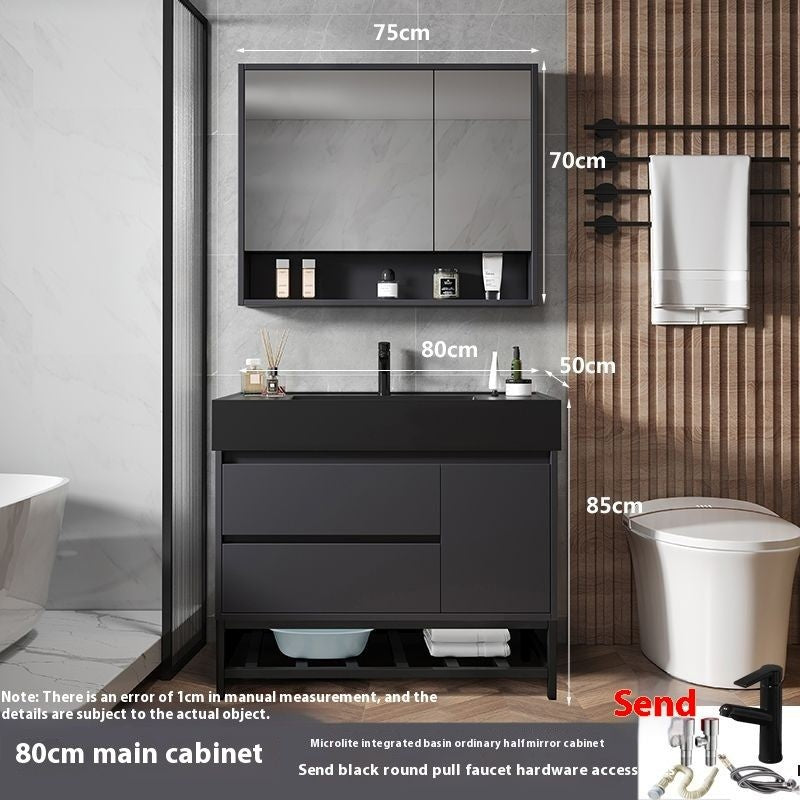 Kabinet Penyimpanan Kayu Asli Kaca Pintar QW-, Sinki Bilik Mandi Nano 