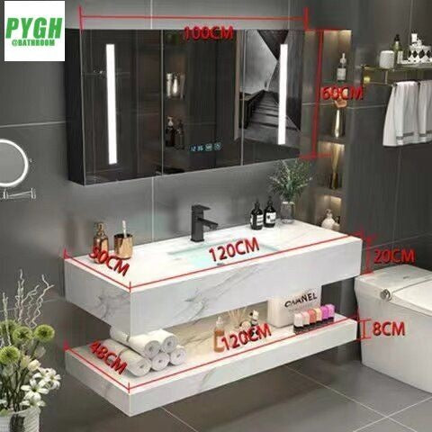 QW- Marble Sink Storage Cabinet Smart Mirror in the Bathroom