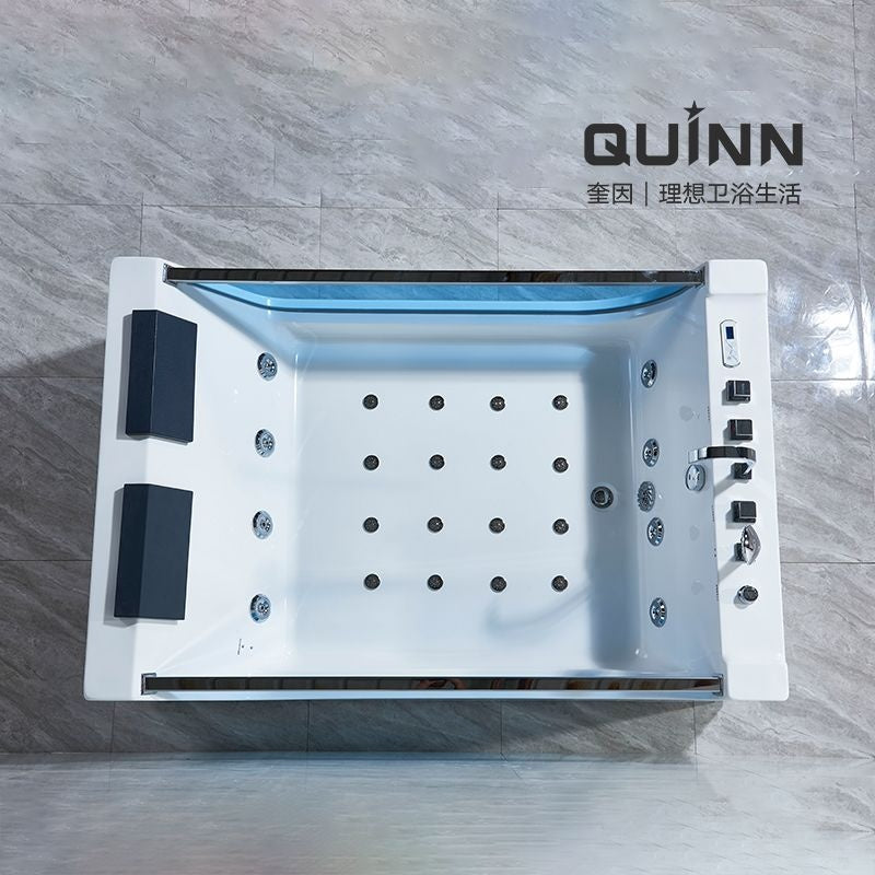 QW- Large acrylic bathtub for two people, heated bathtub, wave massage bathtub.
