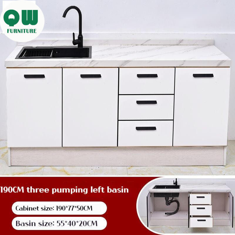 QW- Kitchen equipment Oven easy to assemble Integrated marble sink Marble countertop Food and beverage storage cabinet