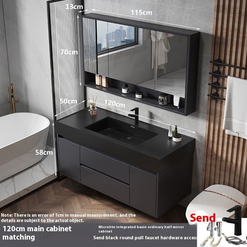 Kabinet Penyimpanan Kayu Asli Kaca Pintar QW-, Sinki Bilik Mandi Nano 