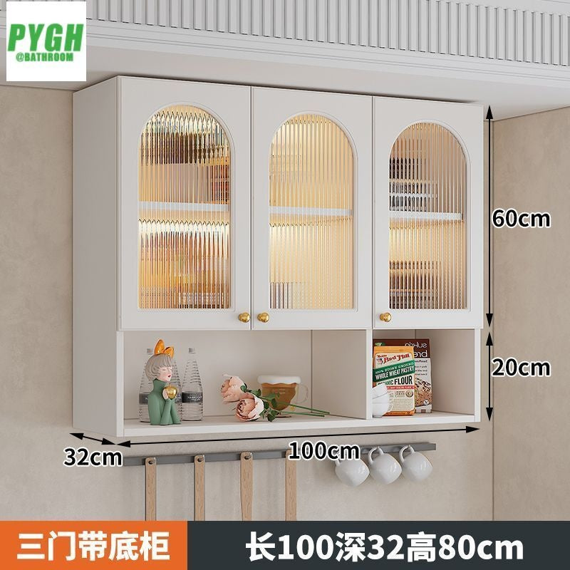 QW- Massif Wooden Kitchen Hanging French Style Wall Mounted Storage Cabinet