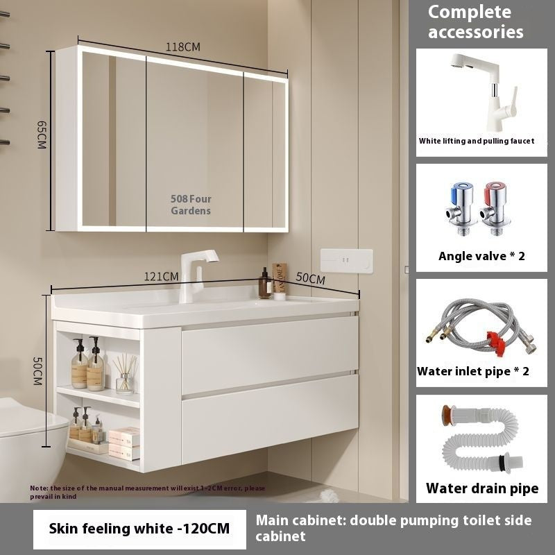 QW- Solid Wood Storage Smart Mirror Cabinet Bathroom Sink Set