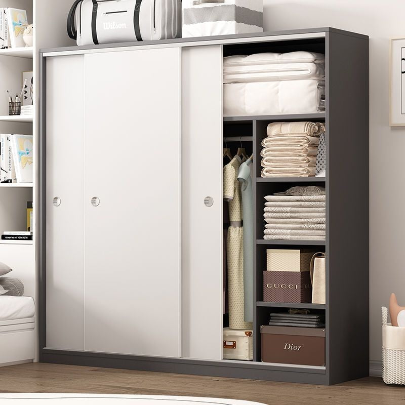 Home Wardrobe Bedroom Sliding Door Simple Modern Children's Adult Cabinet Economical for Dormitory Rental Room