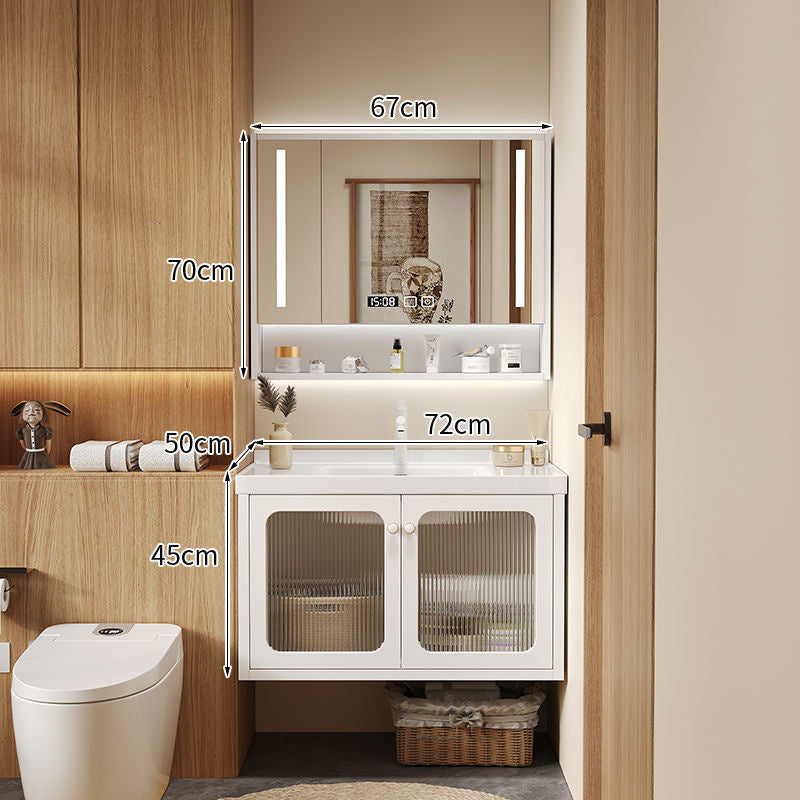 QW- Solid Wood Storage Smart Mirror Cabinet Bathroom Sink Set
