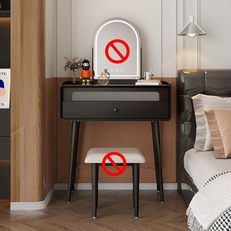 French Style One Bedroom Storage Black Multi-Functional Dressing Table with Mirror