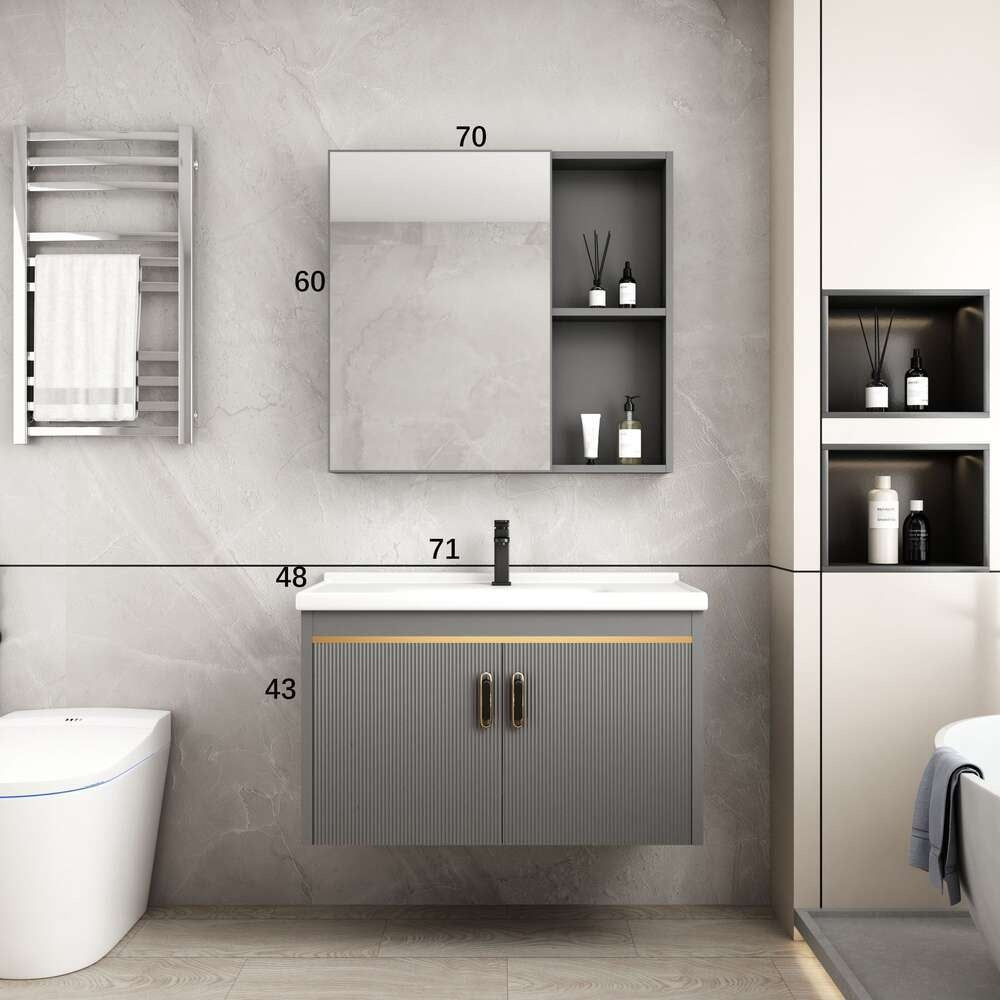 Kabinet Penyimpanan Aluminium QW- Cermin Pintar di Bilik Mandi, Singki Bilik Mandi 
