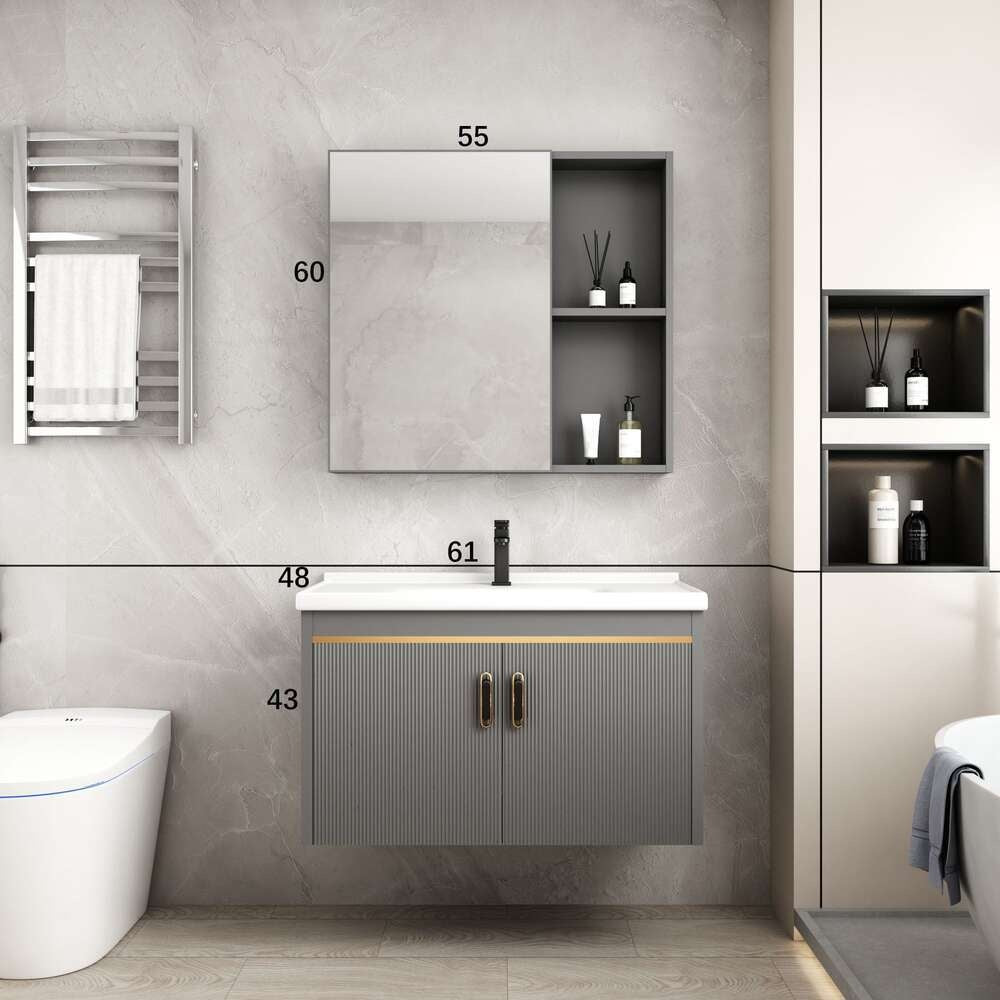 Kabinet Penyimpanan Aluminium QW- Cermin Pintar di Bilik Mandi, Singki Bilik Mandi 