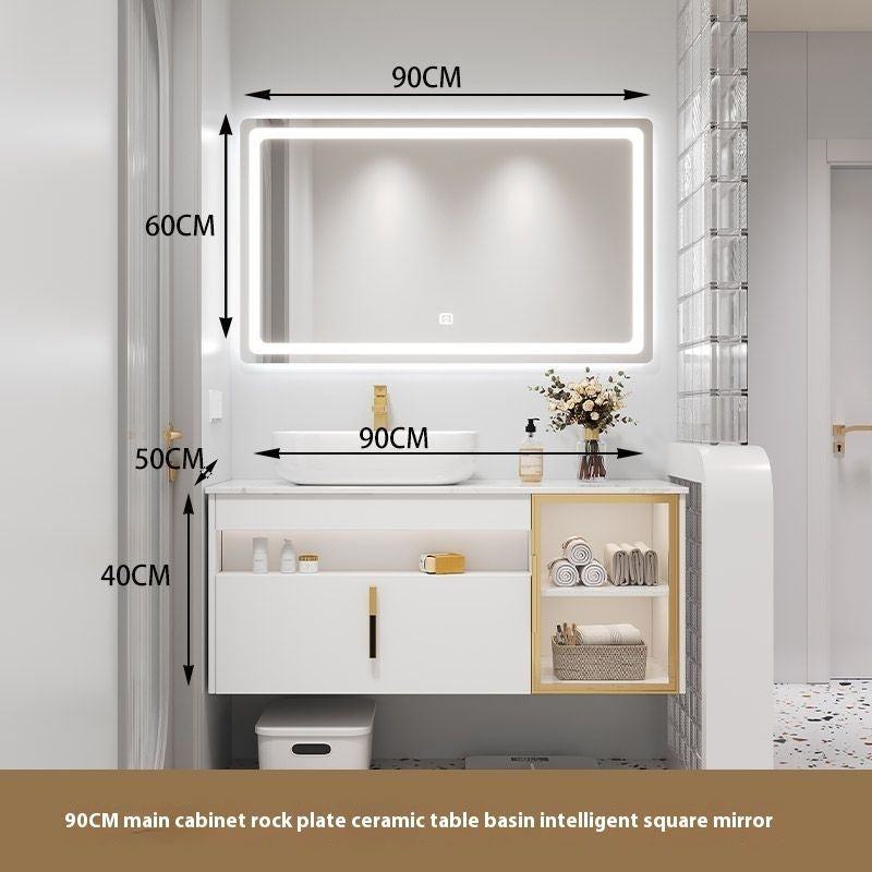 QW- Solid Wood Storage Smart Mirror Cabinet Bathroom Sink Set