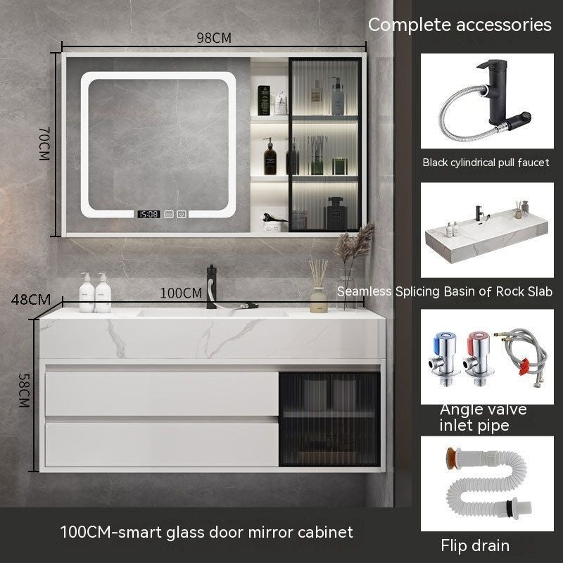 QW- Bilik Mandi Pintar, Kabinet Penyimpanan Bilik Mandi Cermin, Set Besen 