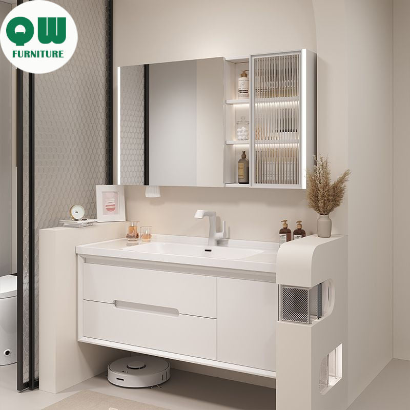 QW- Bathroom storage made from real wood, smart mirror cabinet in the bathroom, bathroom sink