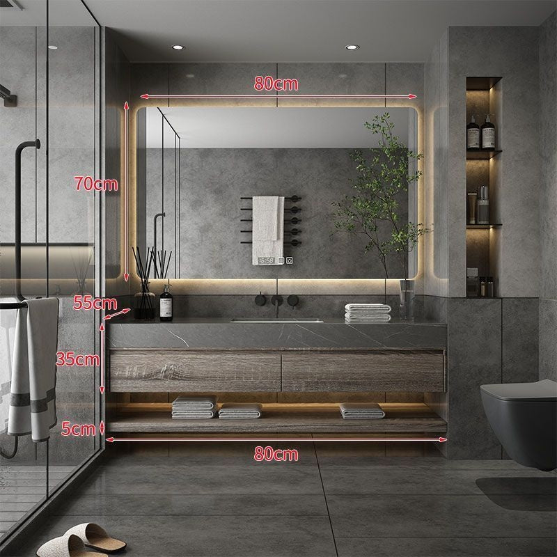 QW- Custom-made Bathroom storage made from real wood, bathroom sink set, and smart mirror cabinet in the bathroom.