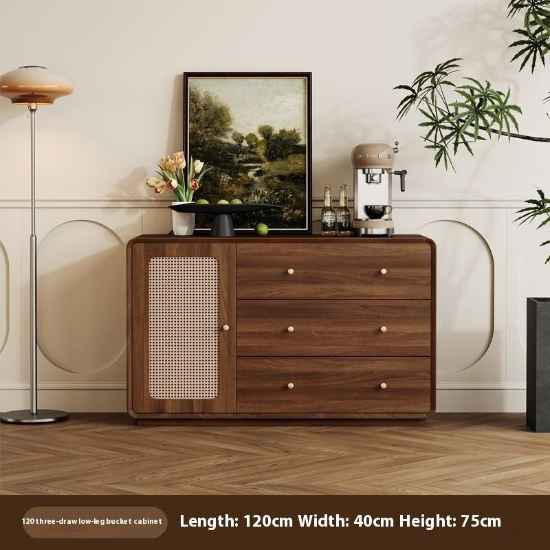 Rattan Woven Round Solid Wood Cabinet One Dressing Table Main Bedroom Corner Foldable