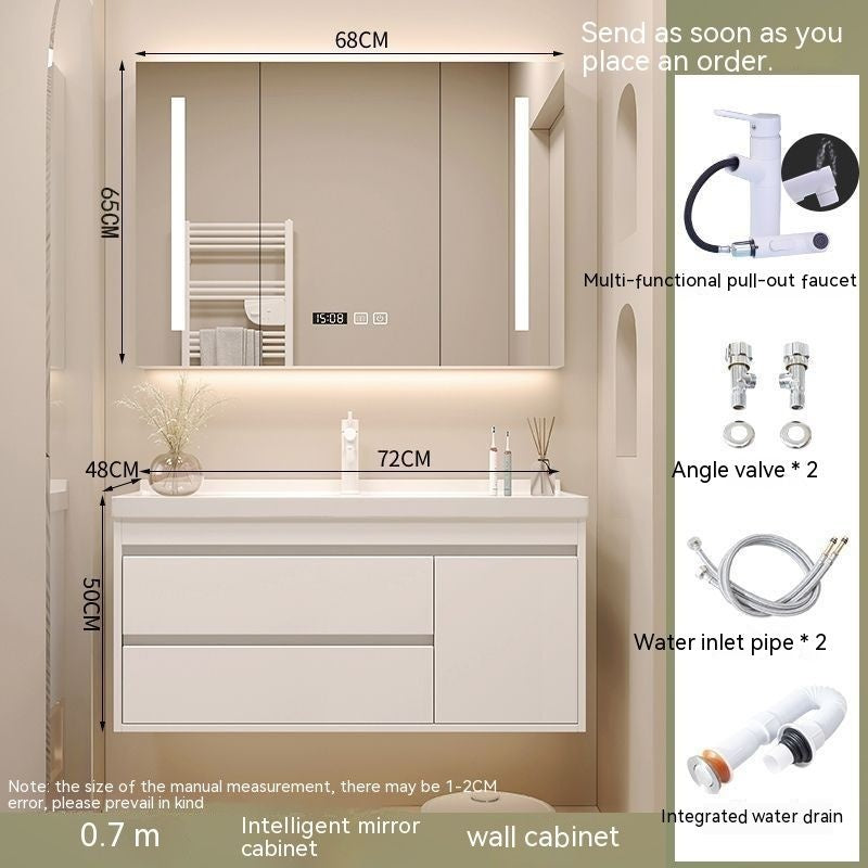 QW- Cream Style Storage Smart Mirror Cabinet Bathroom Sink Set
