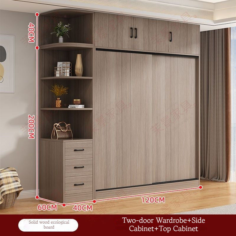 Solid Wood Sliding Door Home Bedroom Modern Simple Storage Cabinet Wardrobe 1.8m