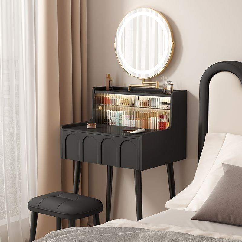 French Black Solid Wood Bedroom Small Mini Dressing Table