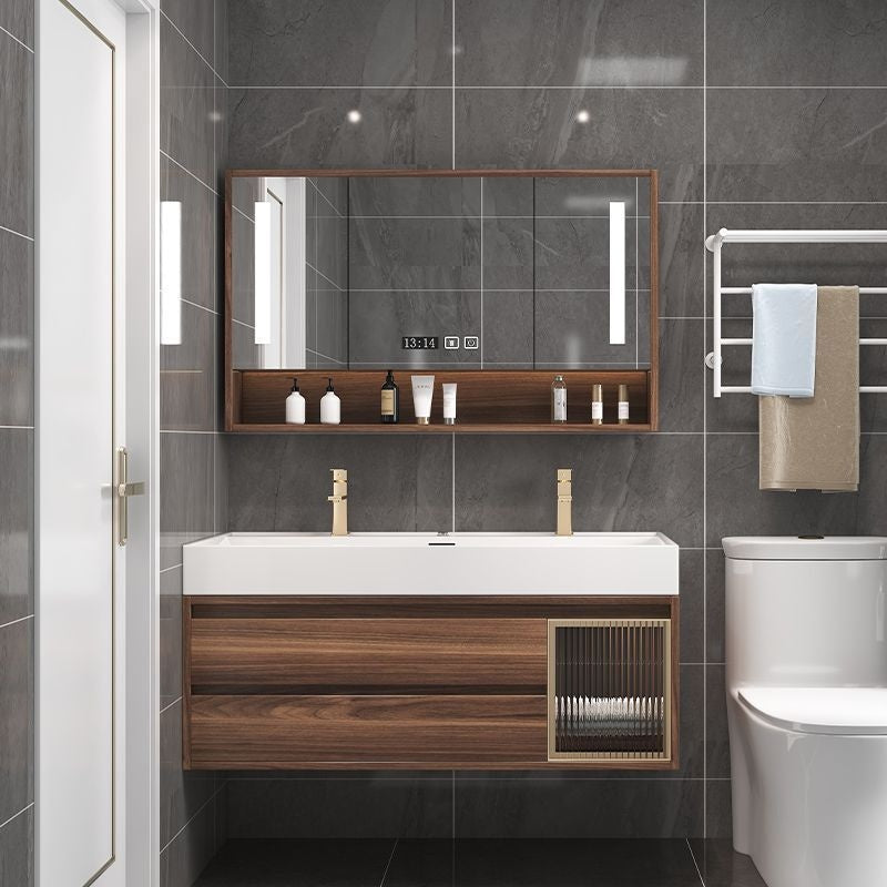 QW- Smart Mirror Real Wood Storage Cabinet in the Bathroom, Bathroom Sink Set