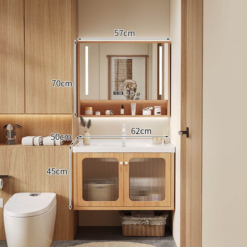 QW- Solid Wood Storage Smart Mirror Cabinet Bathroom Sink Set