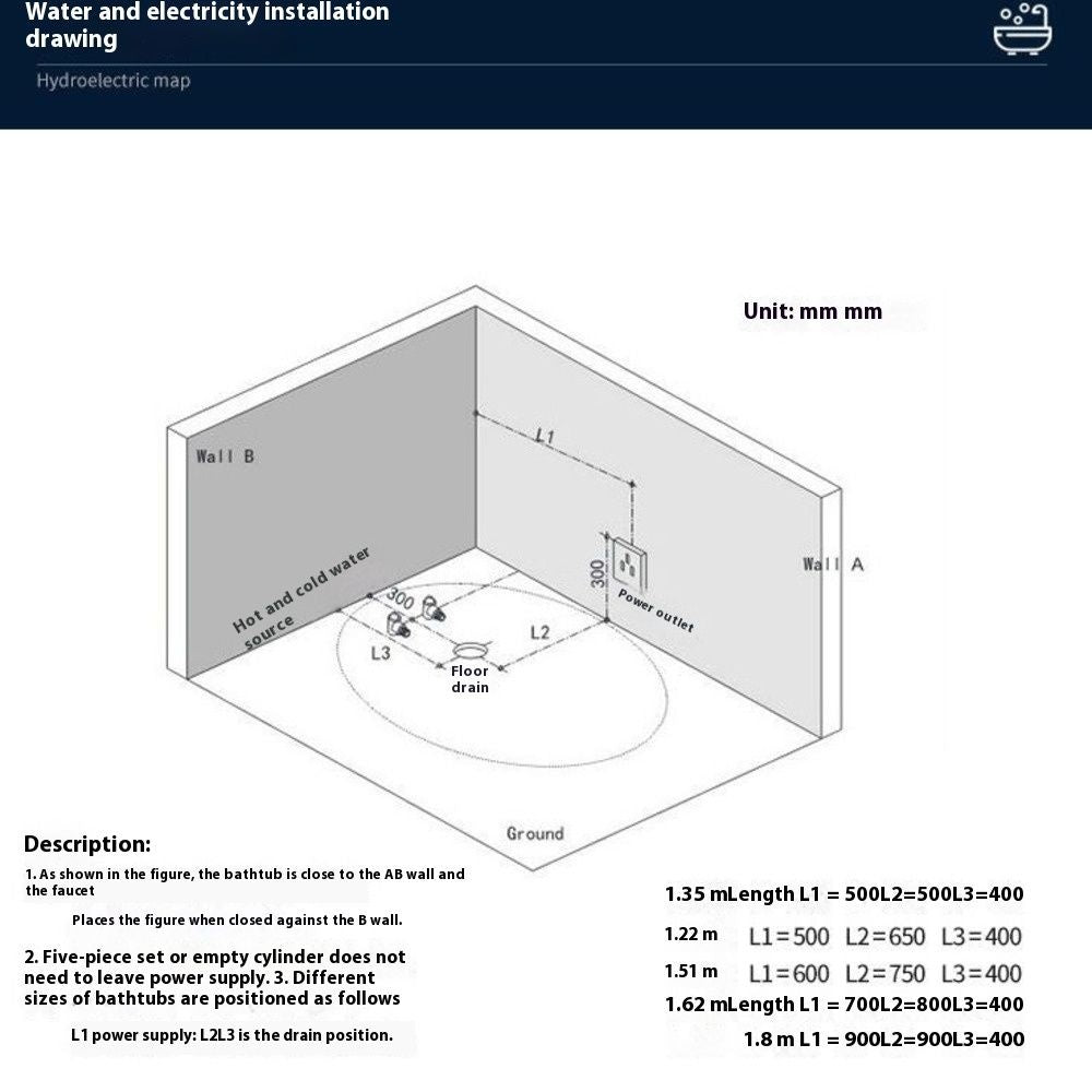 QW- QW Round Bathtub with Surf Function + Lights