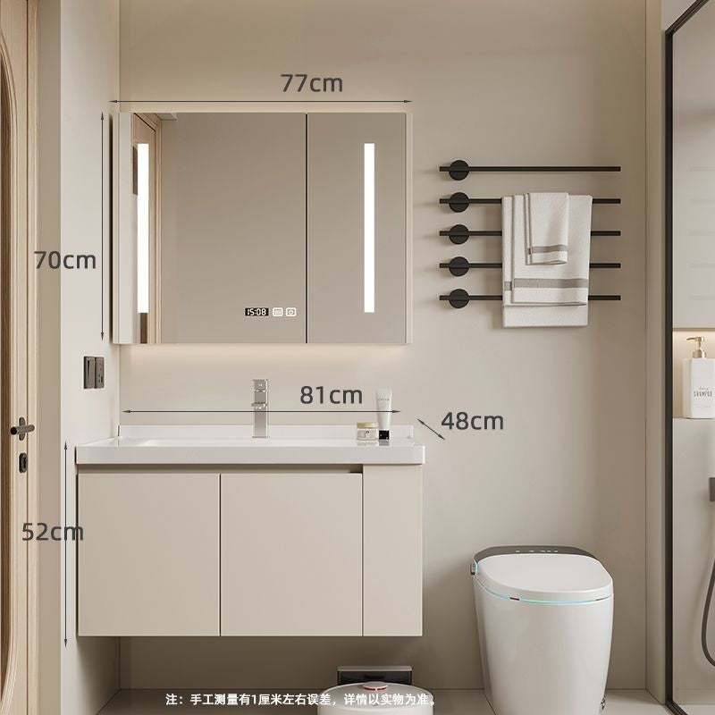 QW- Set kabinet kayu asli dengan cermin pintar dan sinki bilik mandi. 