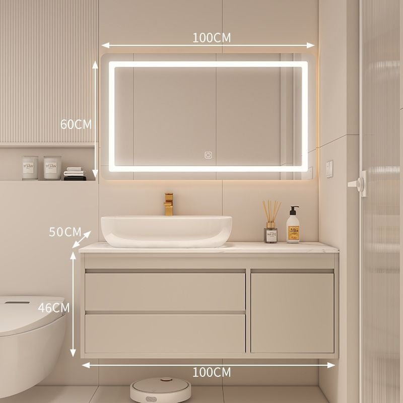 QW- Made of Real Wood, Smart Mirror in Bathroom, Bathroom Sink Storage Cabinet