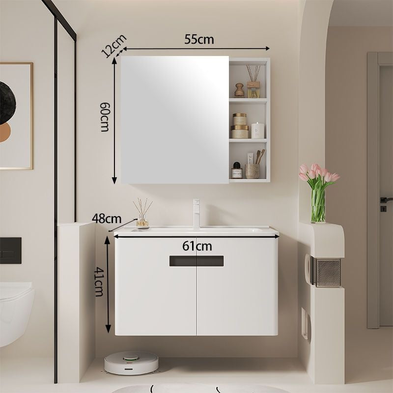 QW- alloy Aluminum makes a storage cabinet for the bathroom, mirror cabinet, and sink set.