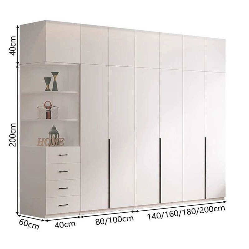 Lightweight Luxury Solid Wood Home Bedroom Thick Ecoboard Large Combination Wardrobe