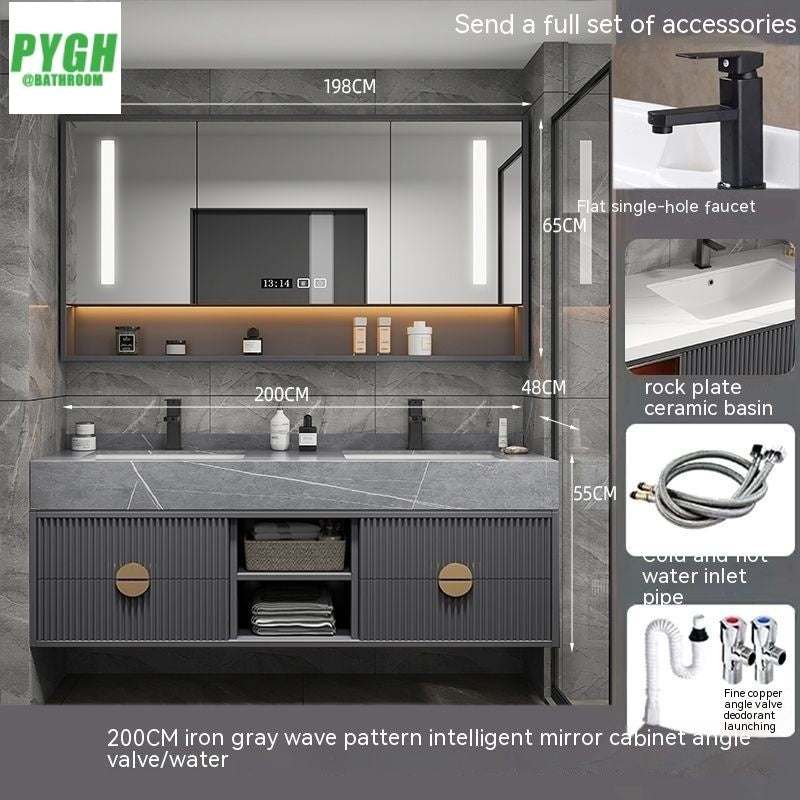 QW- Kabinet Cermin, Gabungan Dua Set Pencuci Muka, Singki Bilik Mandi 