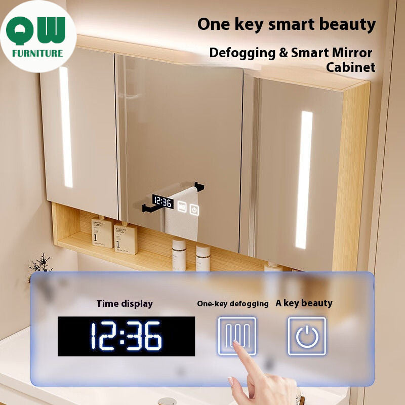 QW- Cabinet, Solid Wood Bathroom, Sink, Bathroom Set, Smart Glass Cabinet