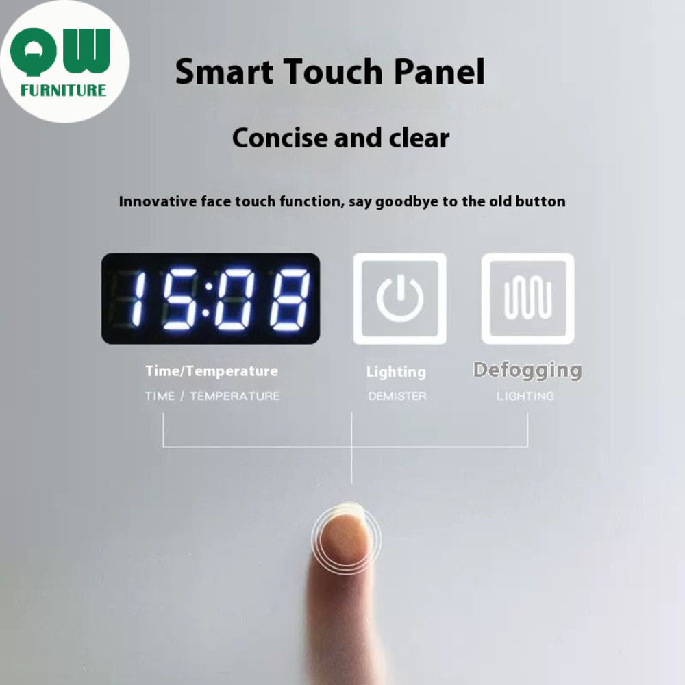 QW- Smart mirror made of real wood, mirror, bathroom storage cabinet