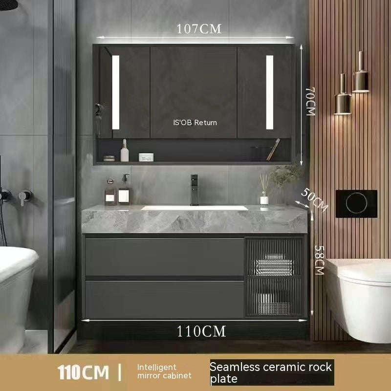 Kabinet Kaca Pintar Penyimpanan Bilik Mandi QW- Rockboard Sinki 