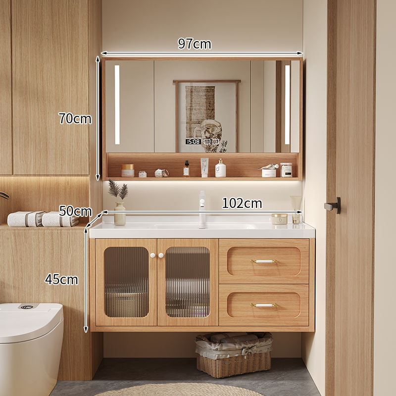 QW- Solid Wood Storage Smart Mirror Cabinet Bathroom Sink Set