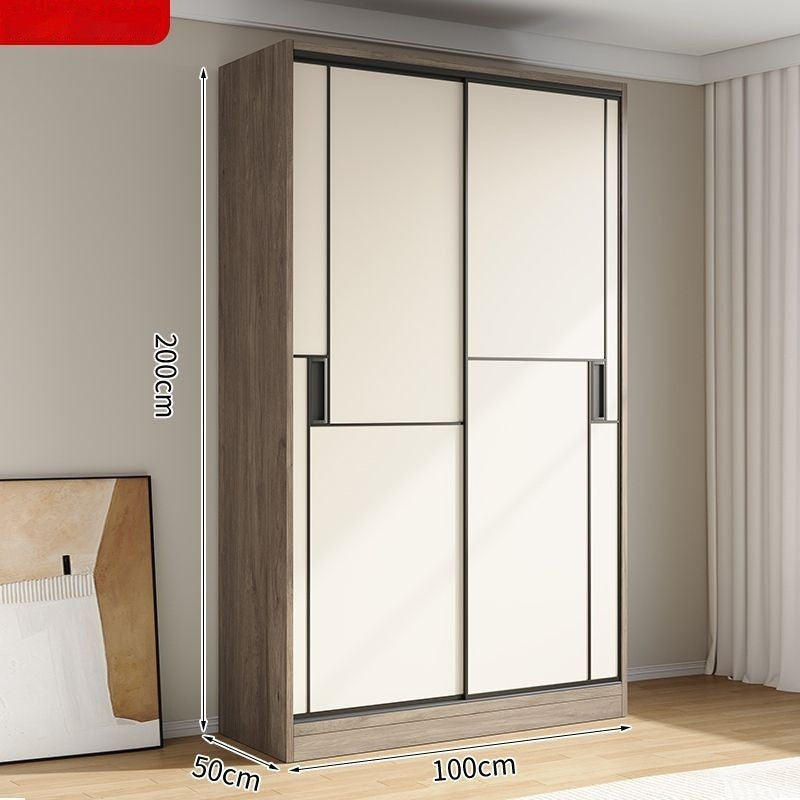 Solid Wood Sliding Door Wardrobe Large Capacity Multifunctional Storage Bedroom Multi-layer