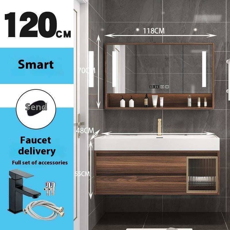 QW- Smart Mirror Real Wood Storage Cabinet in the Bathroom, Bathroom Sink Set