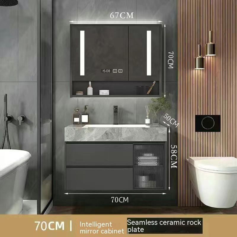 Kabinet Kaca Pintar Penyimpanan Bilik Mandi QW- Rockboard Sinki 