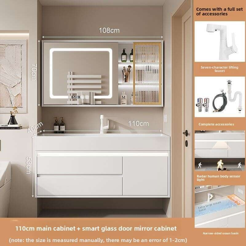 QW- Kabinet kaca pintar untuk storan bilik mandi, lebar 40 cm.