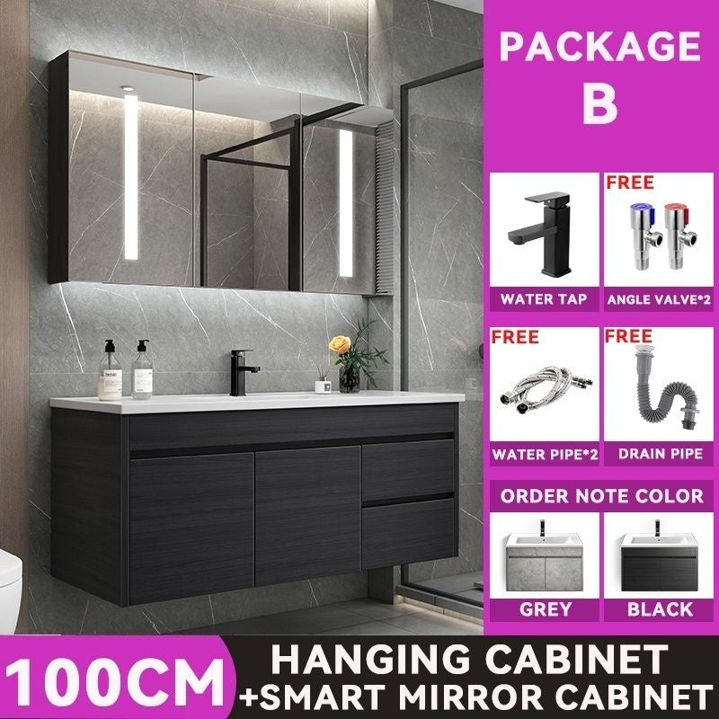 QW- Smart Bathroom, Storage Made of Real Wood, Multipurpose for Bathroom Mirror, and Washbasin Cabinet with Mirror