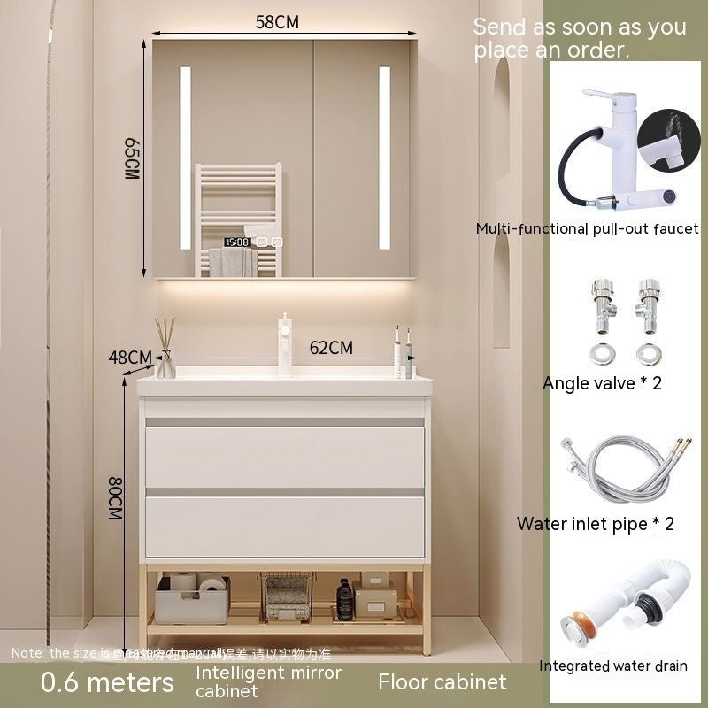 QW- Cream Style Storage Smart Mirror Cabinet Bathroom Sink Set