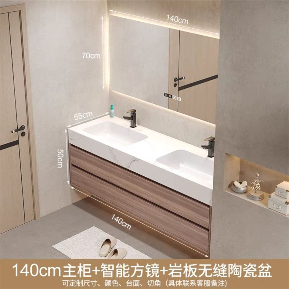 QW- High-quality storage made of real wood for smart mirror cabinet in the bathroom, bathroom sink.
