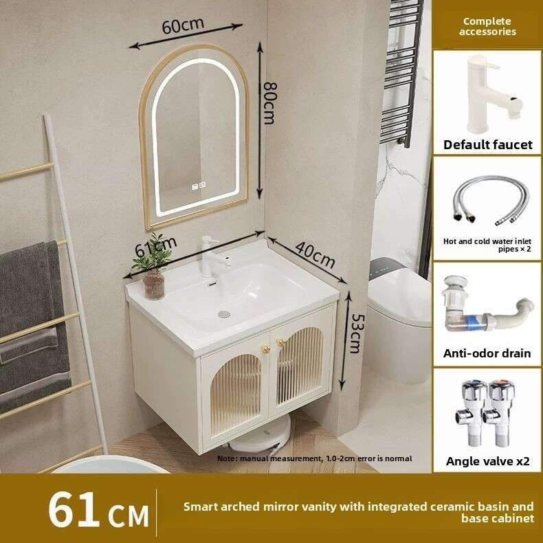 QW- Smart glass cabinet for bathroom storage, width 40 cm.