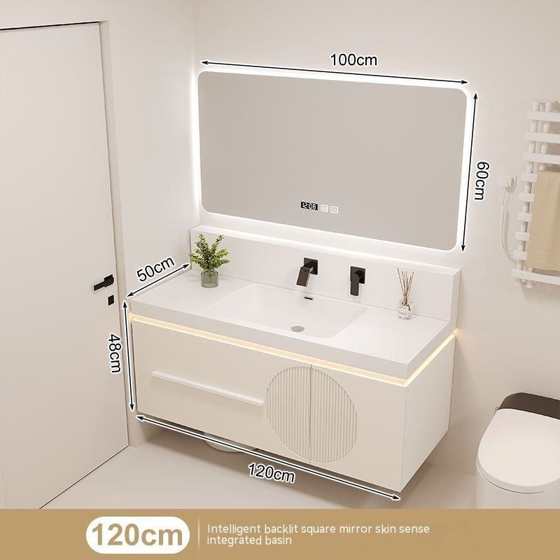 QW- Cream Style Smart Mirror Cabinet for Bathroom, Storage Cabinet, Bathroom Sink Set