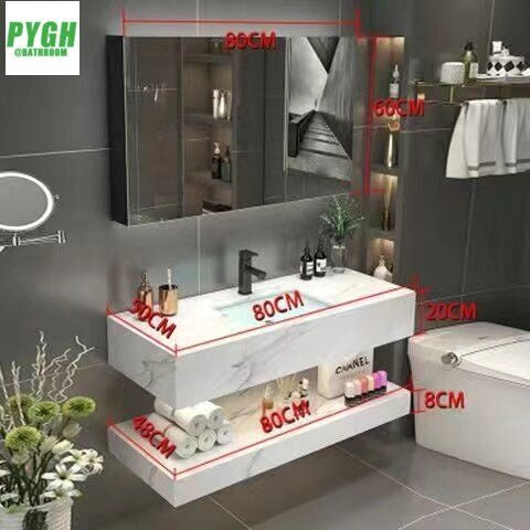 QW- Marble Sink Storage Cabinet Smart Mirror in the Bathroom