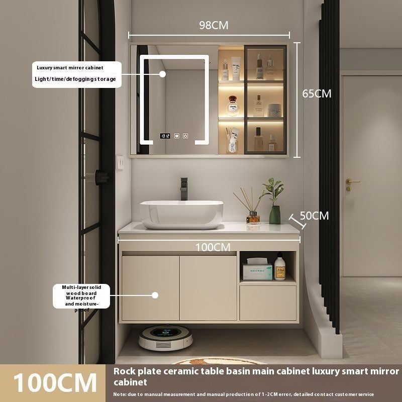 QW- Bilik Mandi Pintar, Kabinet Penyimpanan Bilik Mandi Cermin, Set Besen 
